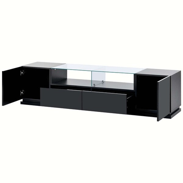 Modern High Gloss TV Stand with Tempered Glass