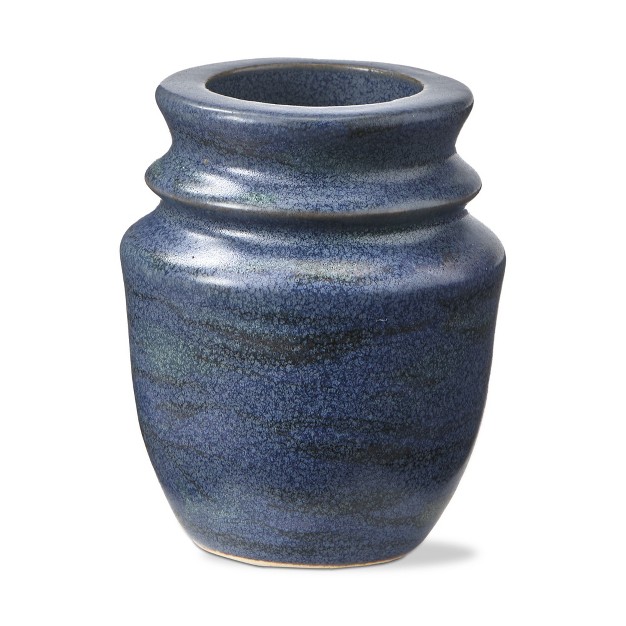 Tag Small Azula Blue Stoneware Tealight And Taper Holder 3 00lx3 00wx3 75h Inch