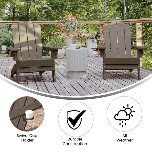 Set of 2 Commercial AllWeather Adirondack Chairs with Cupholders