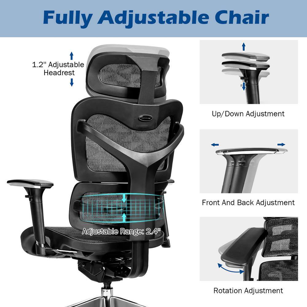 Costway Black Ergonomic Mesh Office Chair Adjustable High Back Chair with Lumbar Support CB10175DK