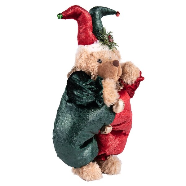 Christmas Plush Bear Figurine in Clown Costume