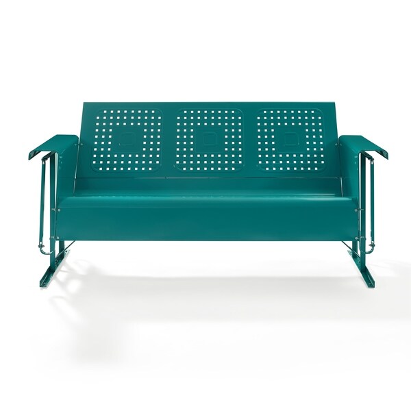 Crosley Bates Retro Outdoor Sofa Glider In Turquoise