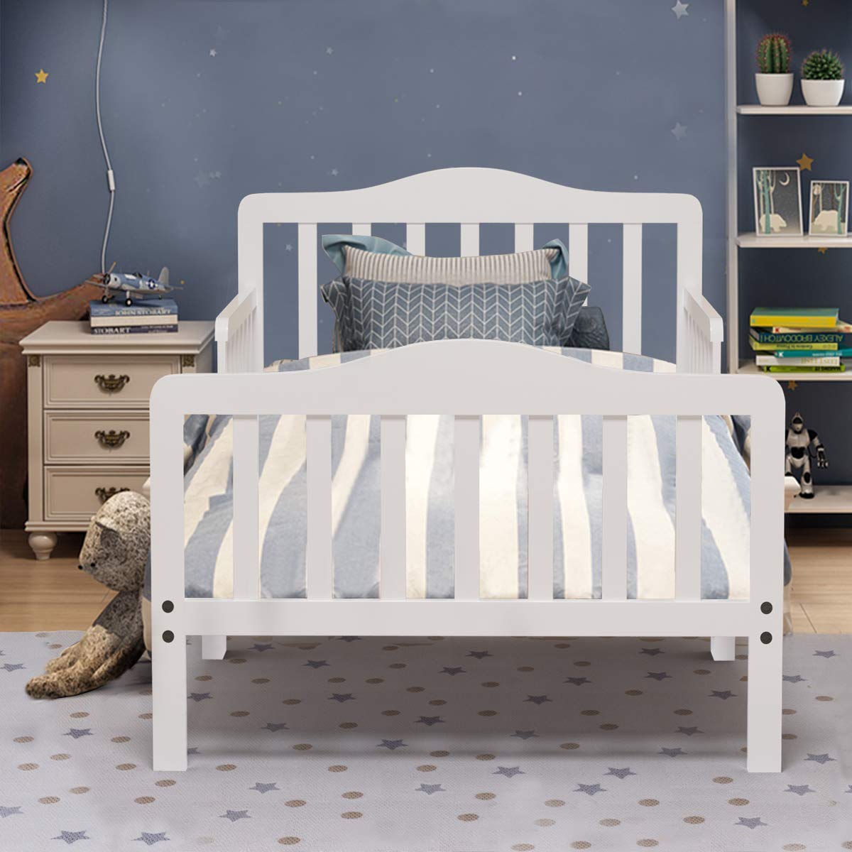 Toddler Bed, Classic Design Rubber Wood Kids Bed