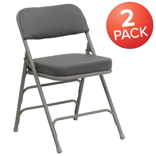 Flash Furniture 2-Pack Gray Fabric/Gray Frame Standard Folding Chair with Padded Seat (Indoor)