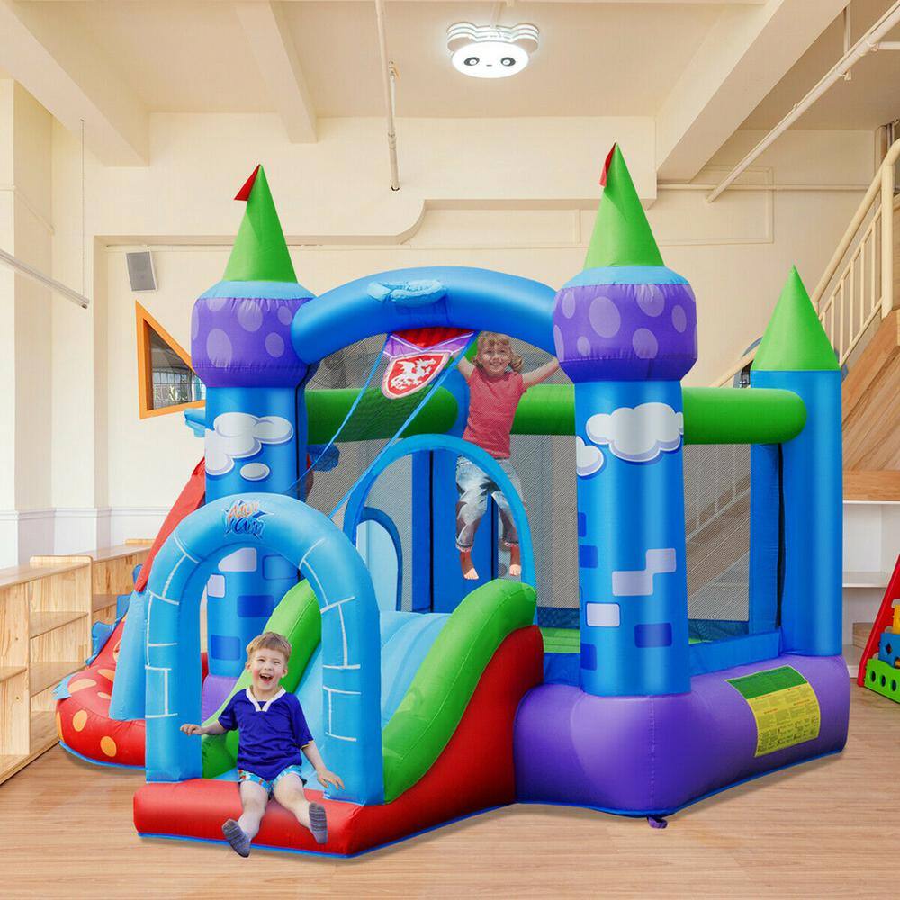 Gymax Kids Inflatable Bounce House Dragon Jumping Slide Bouncer Castle with 750-Watt Blower GYM04948