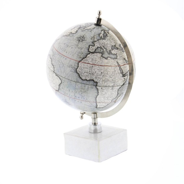 X 9 quot Contemporary Decorative Globe With Iron And Ceramic Stand White Olivia amp May