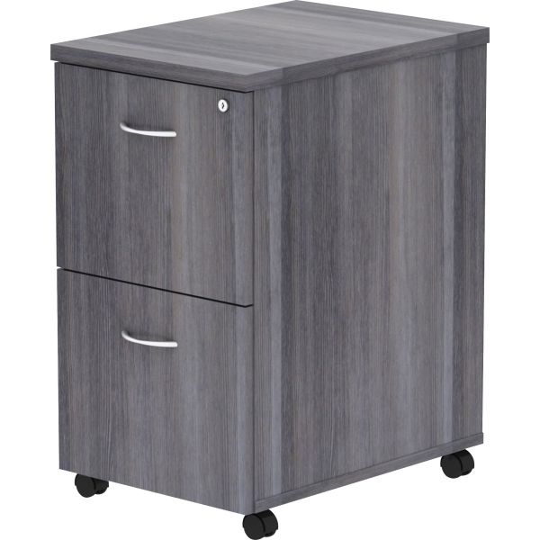 Lorell Weathered Charcoal Laminate Desking Pedestal - 2-Drawer