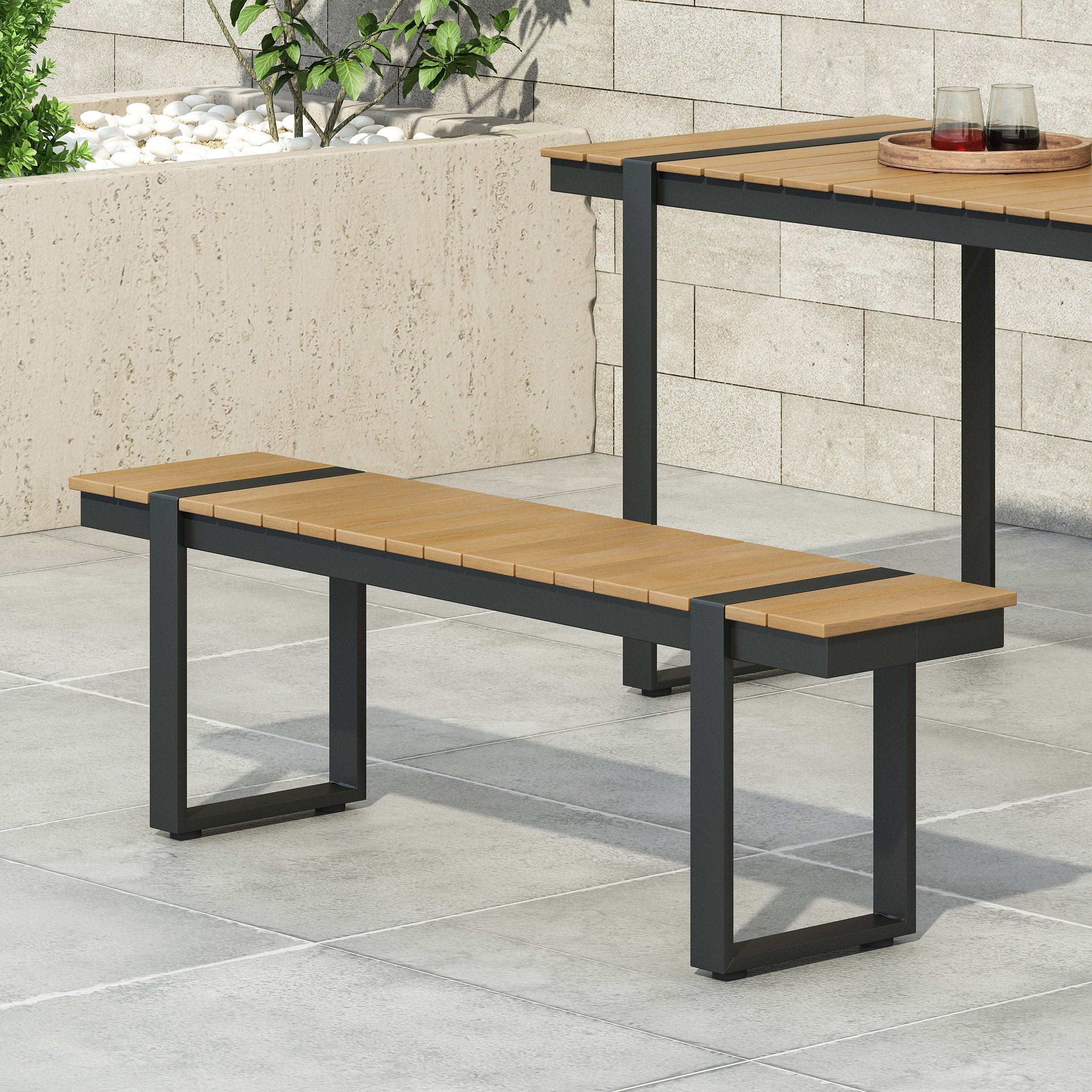 Mora Outdoor Aluminum Dining Bench