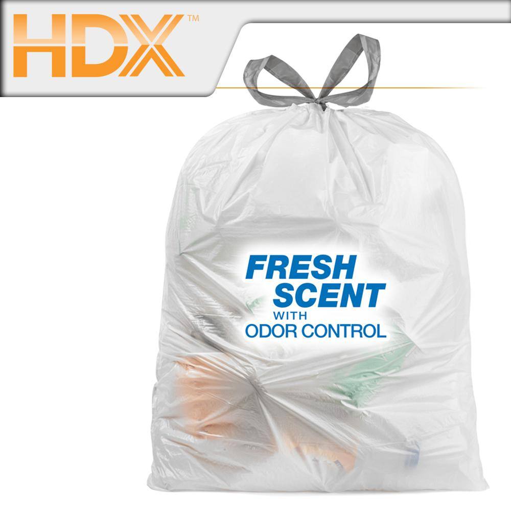 HDX 13 Gal. White Fresh Scent Drawstring Trash Bags (150-Count) HDX13GDSFR50C1