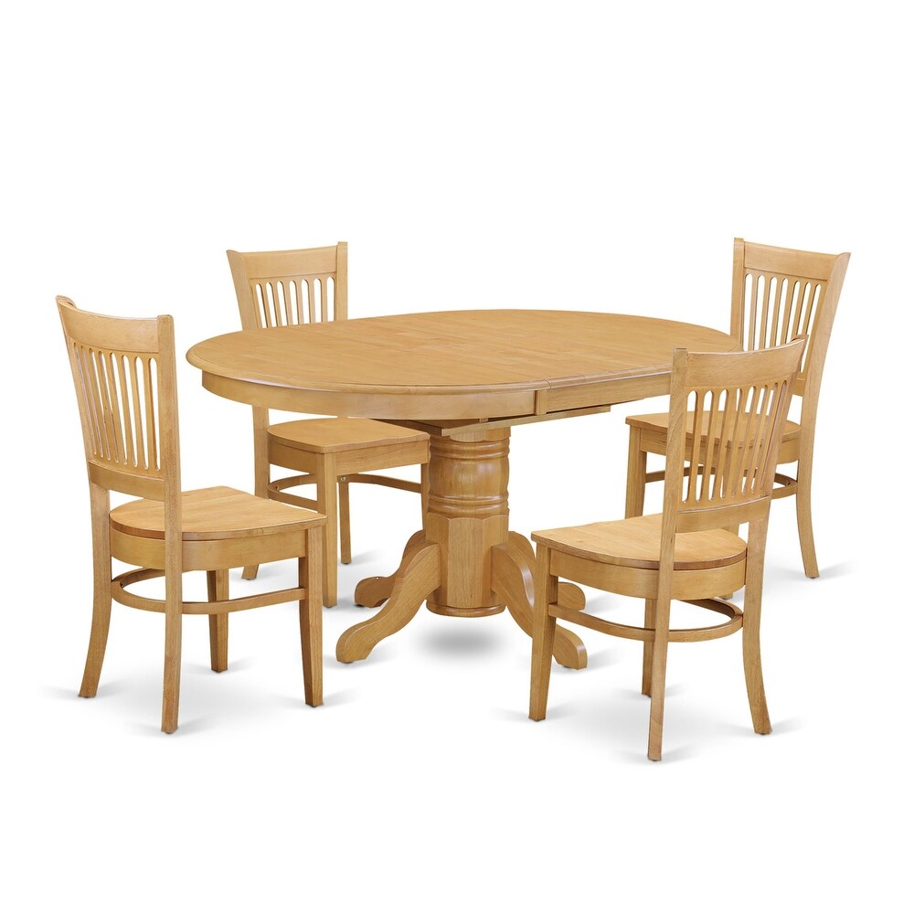 East West Furniture 5 Piece Modern Dining Table Set Includes an Oval Wooden Table and 4 Kitchen Chairs  Oak(Seats Option)