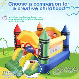 Nyeekoy 12.1 ft. x 9.2 ft. Inflatable Bounce House Kid Jump Castle Bouncer with Slide and Mesh Wall without Air Blower TH17G0161