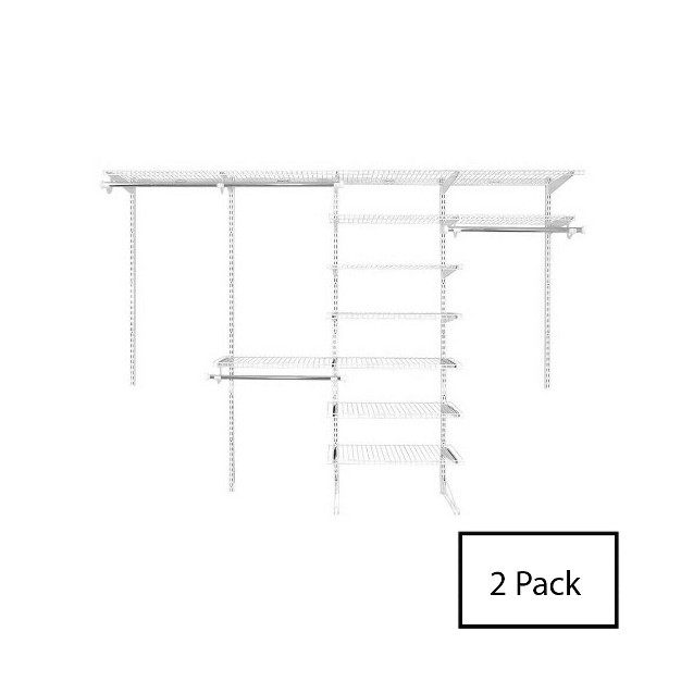 Rubbermaid Fasttrack 6 To 10 Foot Wide White Wire Closet Organization Configuration Storage Kit With Shelves 2 Pack