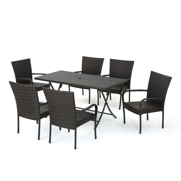 Neva Outdoor 7Piece Wicker Dining Set by Christopher Knight Home