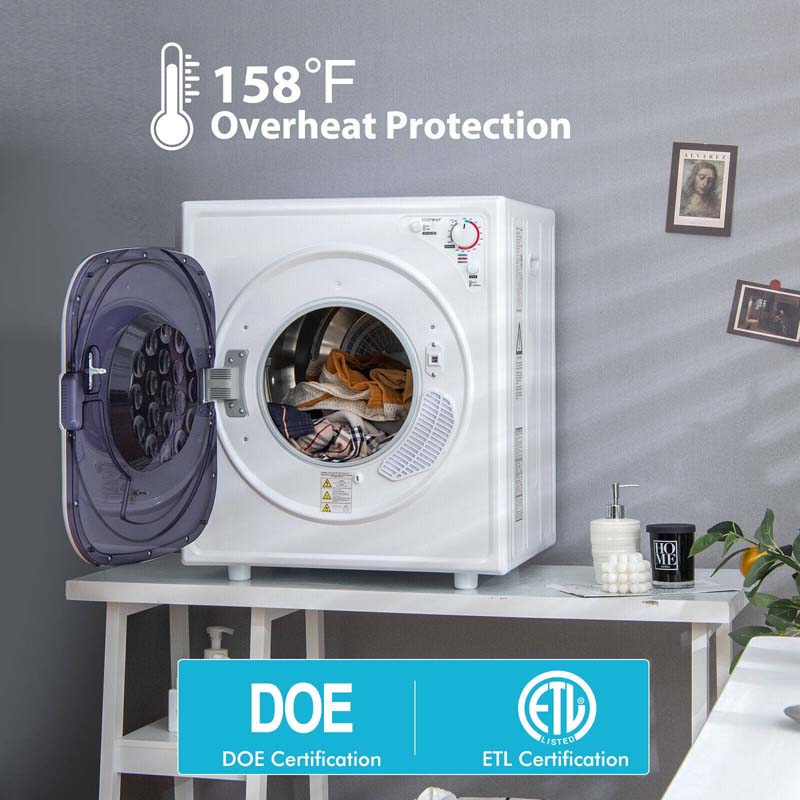 13.2 lbs Portable Clothes Dryer with Touch Panel, 1500W Front Load Tumble Laundry Dryer for Apartment Dorm