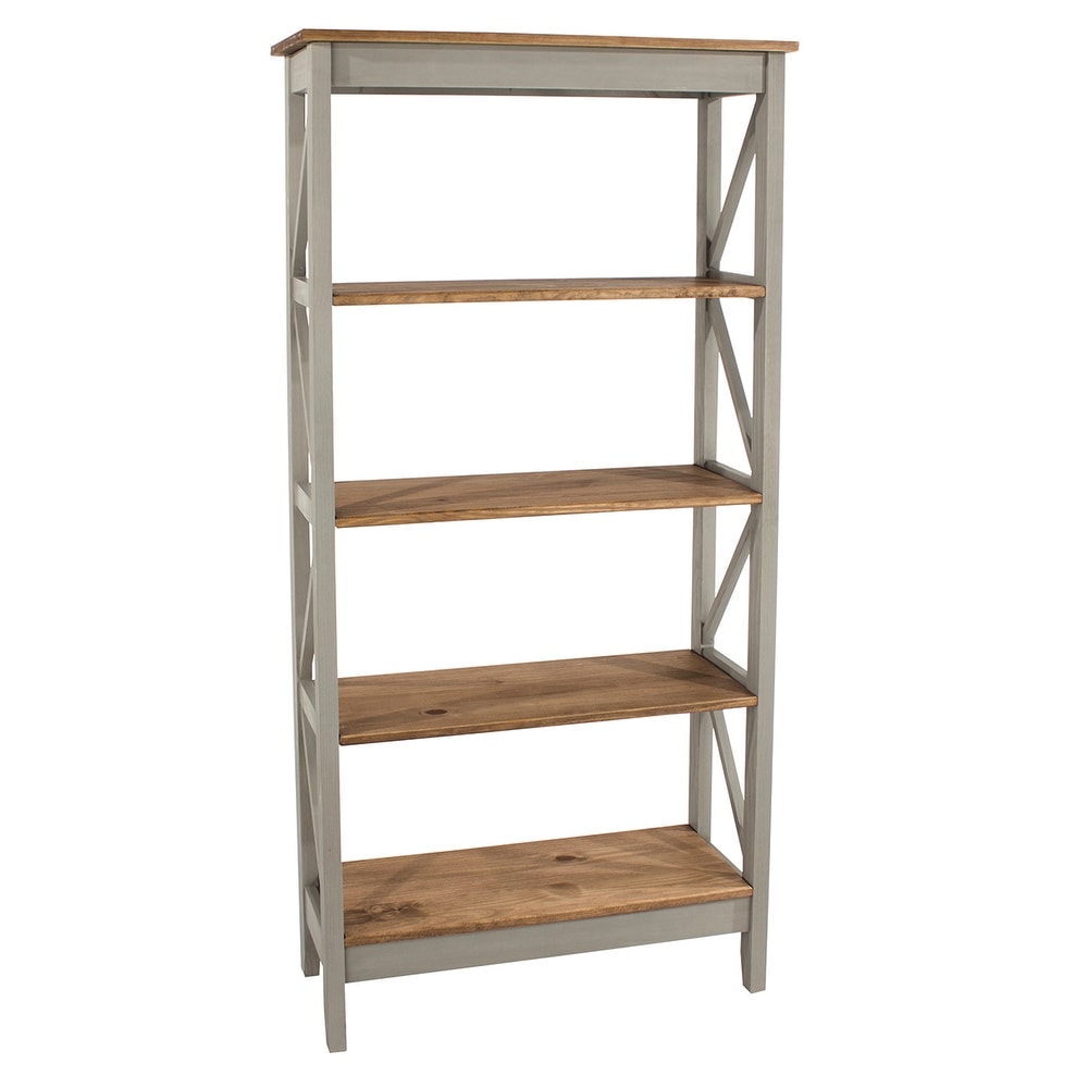 Wood Shelf Unit 5 Tier Corona Gray  Furniture Dash