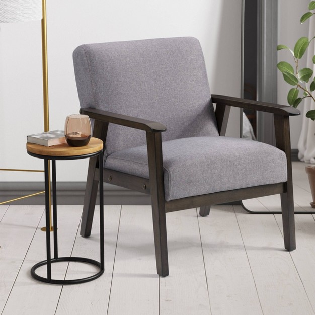 Greyson Wood Armchair Light Gray Corliving