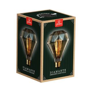 Globe Electric 40 Watt Diamond Shape Dimmable Cage Filament Amber Glass Vintage Edison Incandescent Light Bulb Soft White Light 84644