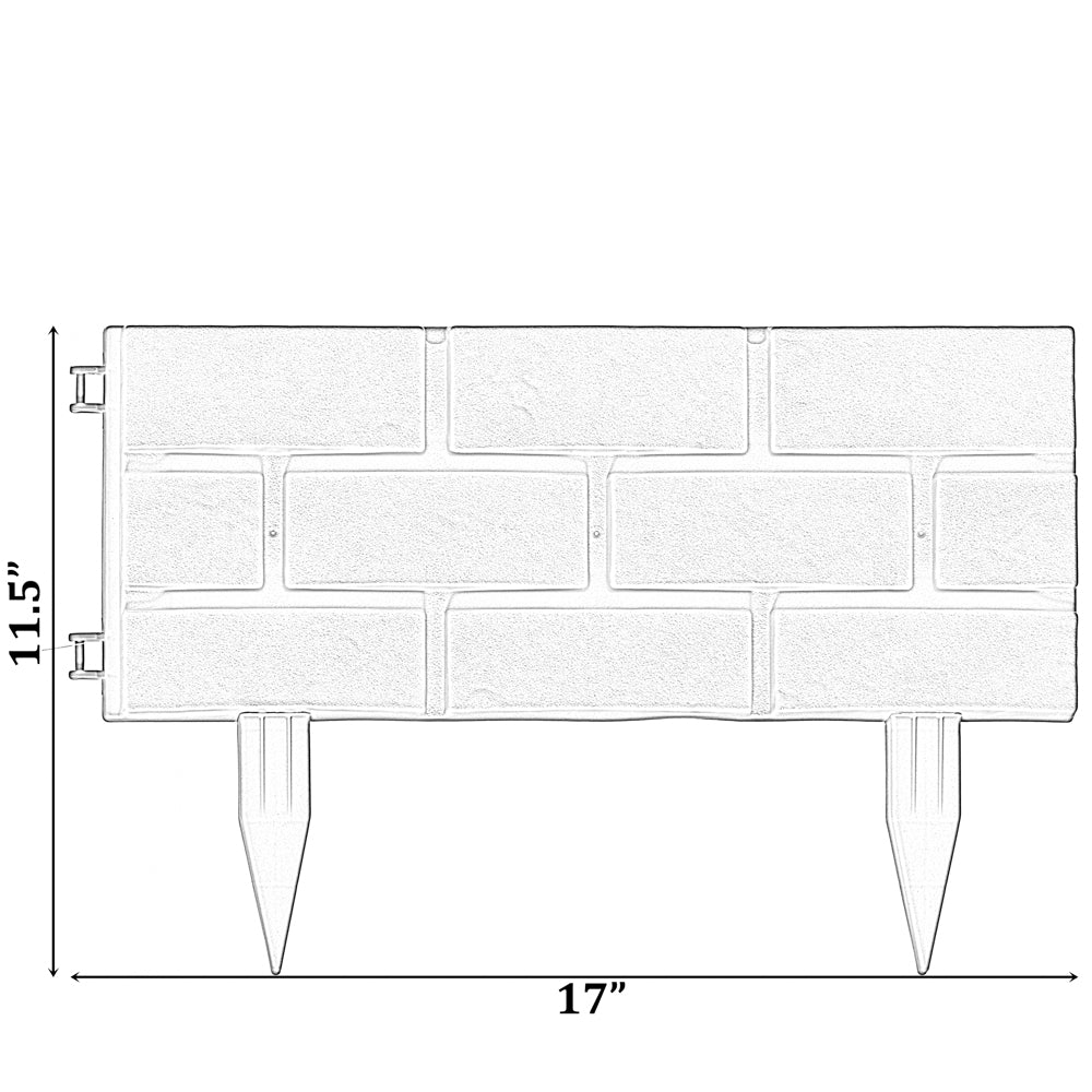 Gardenised Imitation Stone Brick Designed Garden Border Edging Picket Fence, High Quality Fencing for Gardens, Landscape Edging,