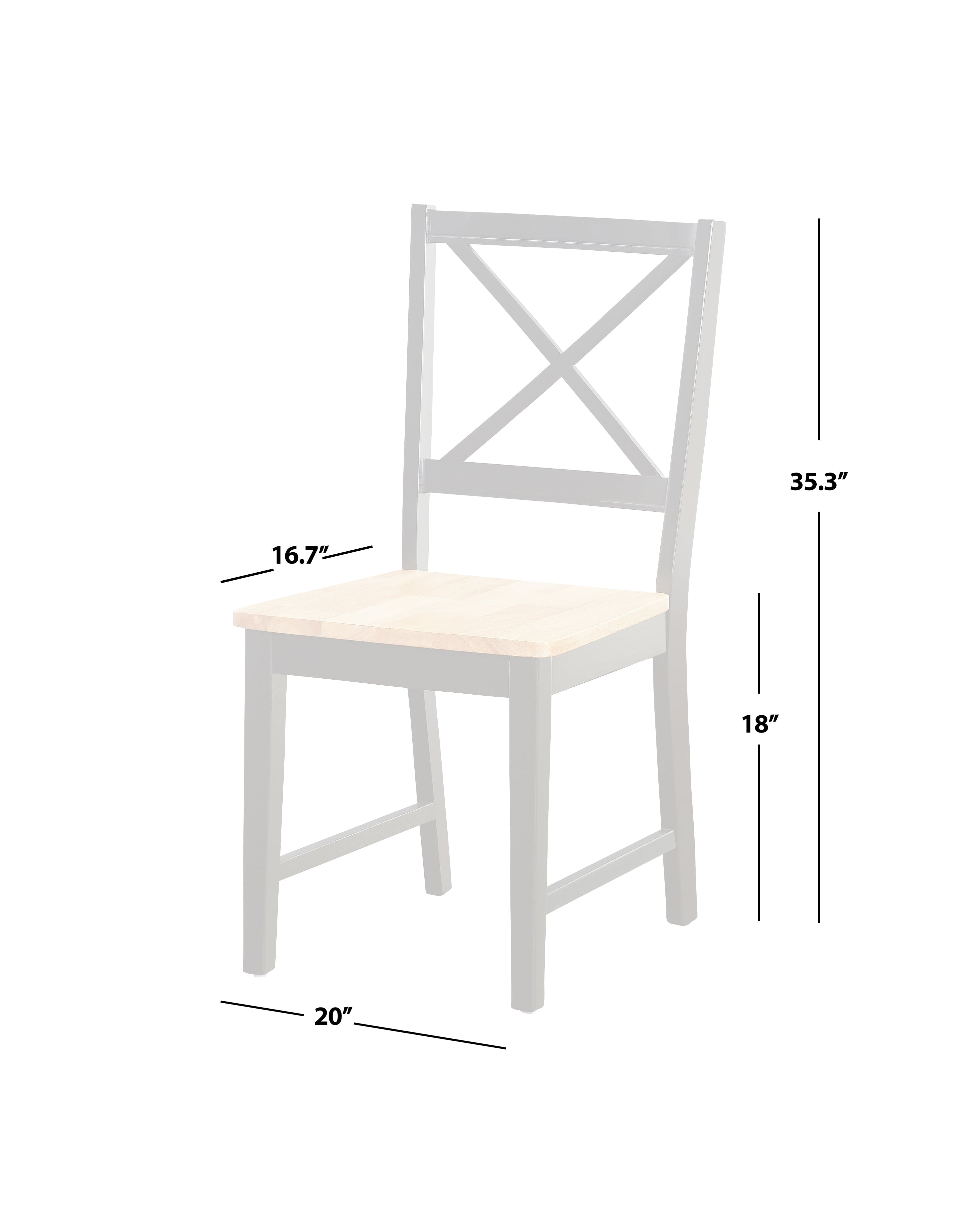 Virginia Cross-Back Chair， Set of 2， White/Natural