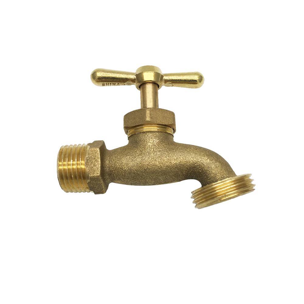 THEWORKS 34 in. MIP Inlet x 34 in. MHT Outlet Brass Threaded Hose Bibb LFBV180