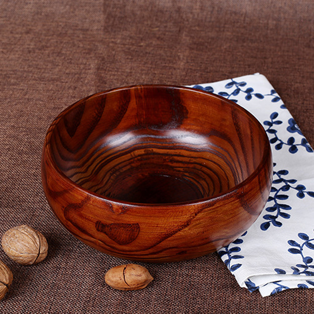 Japanese Style Dinner Fruits Vegetables Wooden Bowl Salad Dessert Round Dining Serving Bow.5x7cm