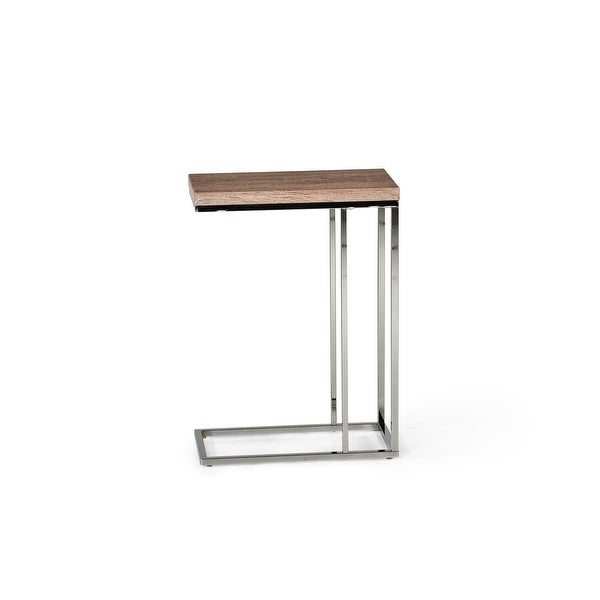 Lennox Chrome and Faux Wood Chairside Table by Greyson Living