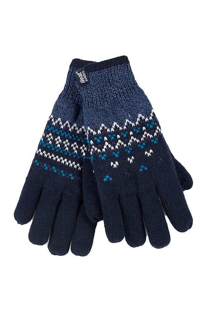 Womens patterned fleece lined thermal gloves