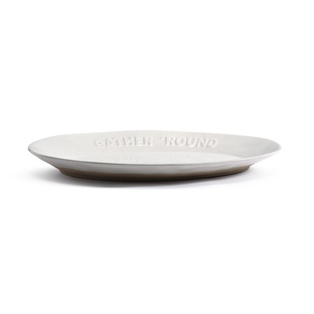 Demdaco White Gather x27 round Platter