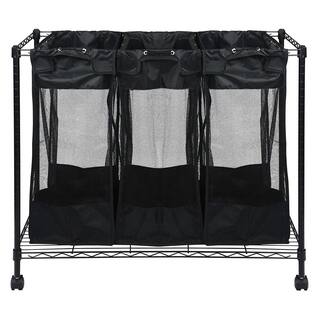 Oceanstar Triple Storage Rolling Metal Organizer and Laundry Sorter with Removable Mesh Bags HGTBS1767