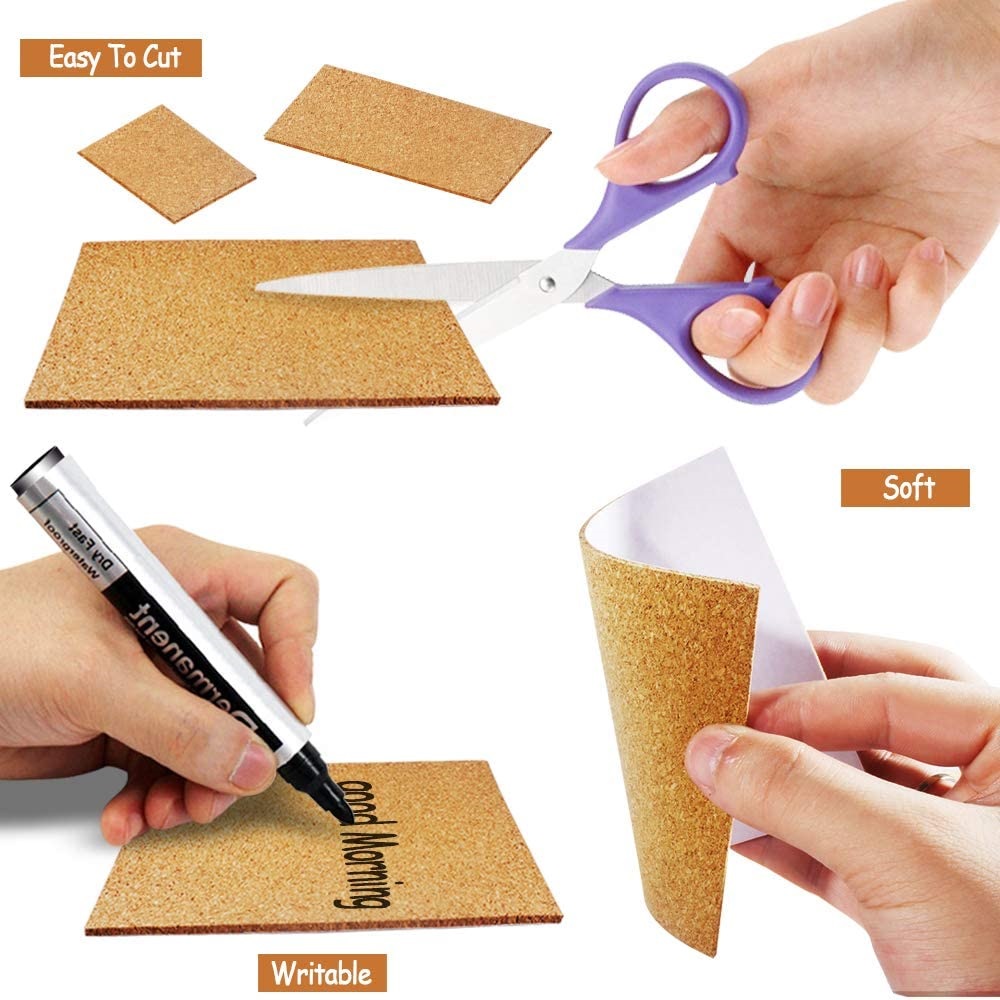 30 Pack Self-Adhesive Cork Squares 4” x 4” Cork Tiles Cork Backing Sheets Cork Coasters Square for DIY Crafts