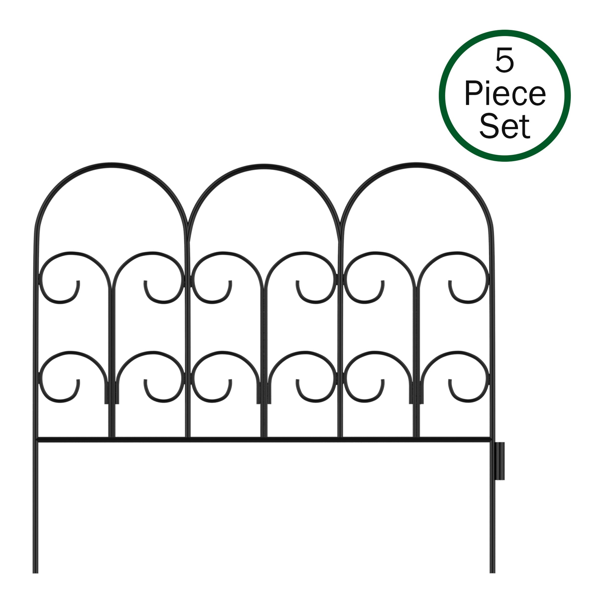 Set of 5 Panels for Iris Decorative Edging Flower Beds & Landscaping- Interlocking, Flexible Design in Black by Pure Garden