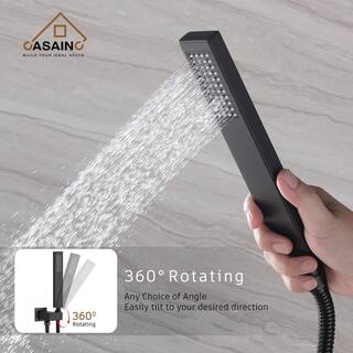 CASAINC 1-Spray Patterns with 2.5 GPM 10 in. Wall Mount Dual Shower Heads with Digital Display in Matte Black M6340-A-10-MB