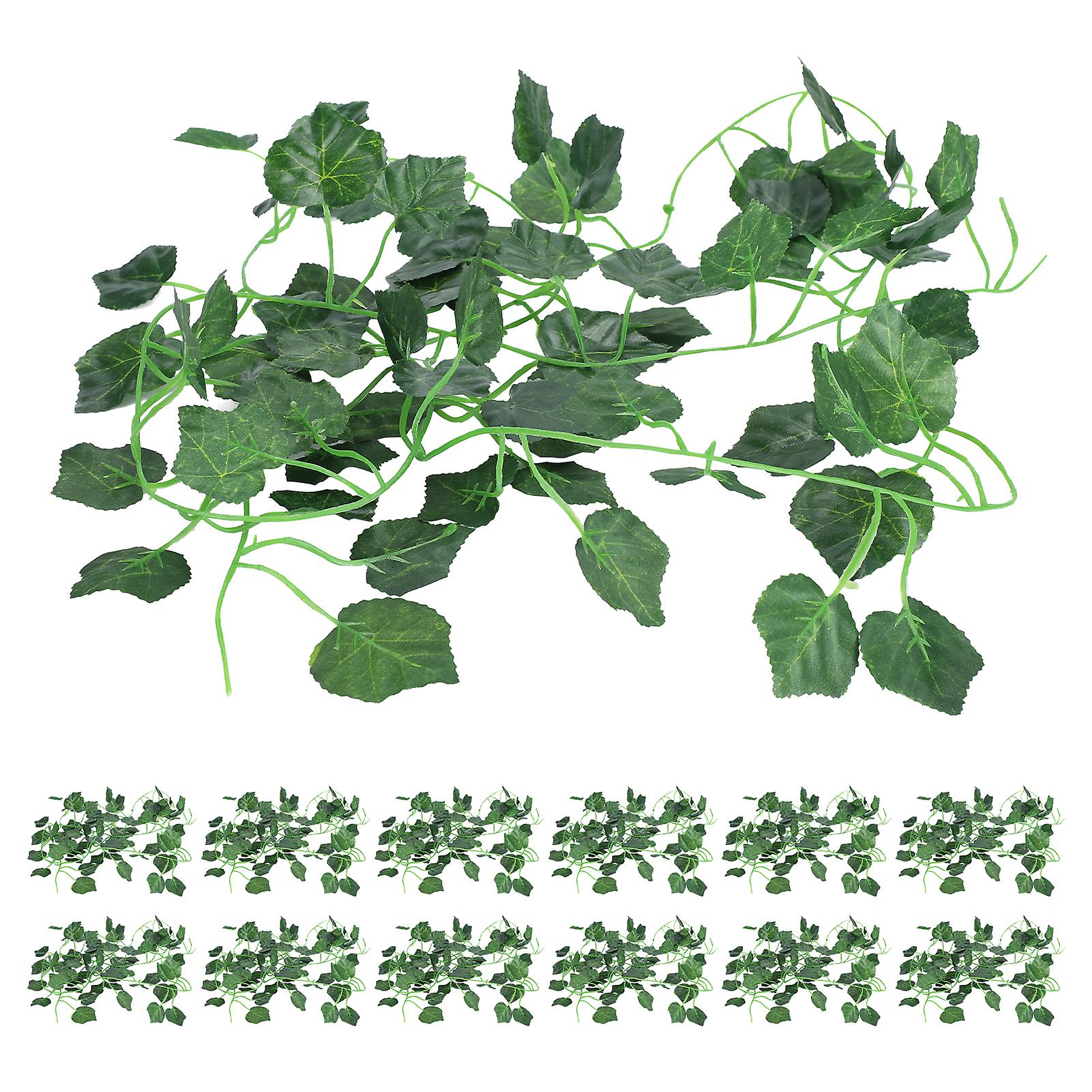 12pcs Plastic Rattan Diy Green Leaf Decoration For Fence Swing Door Wedding Partygrape Leaves