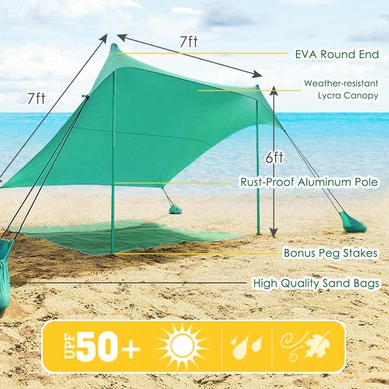 7' x 7' Family Beach Tent Canopy Sunshade