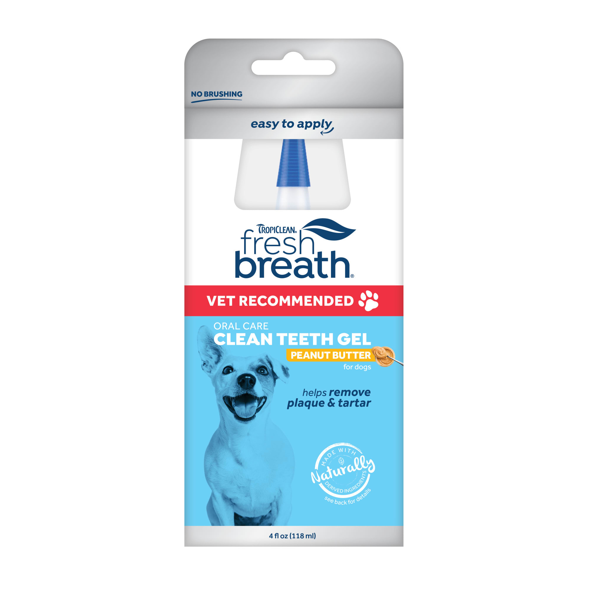 TROPICLEAN Fresh Breath Vet Recommended Peanut Butter Oral Care Clean Teeth Gel for Dogs， 4 fl. oz.