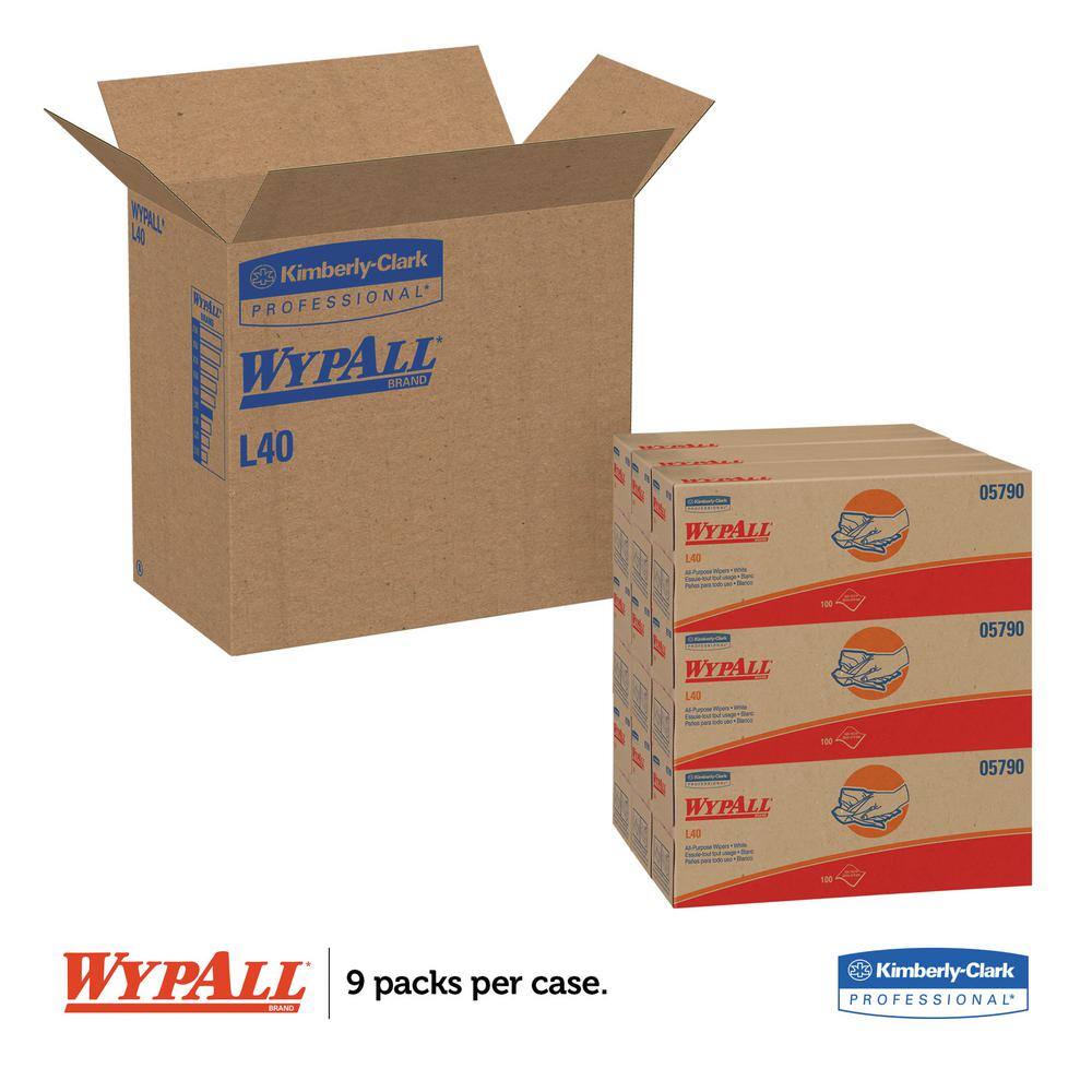 WYPALL L40 Towels POP-UP Box White 16-25 in. x 9-45 in. 100Box 9 BoxesCarton KCC05790