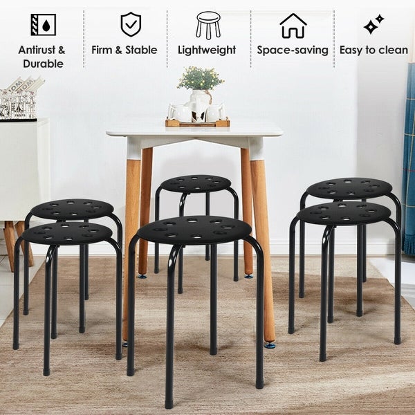 Set of 6 Portable Plastic Stack Stools - 14.5