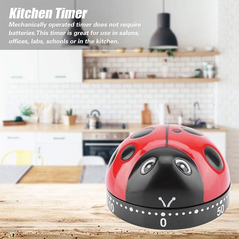 Cute Ladybug Shape Kitchen Timer 60 Minutes Timer With Loud Ring Mechanical Wind-up Timer Kitchen Cooking Utensils