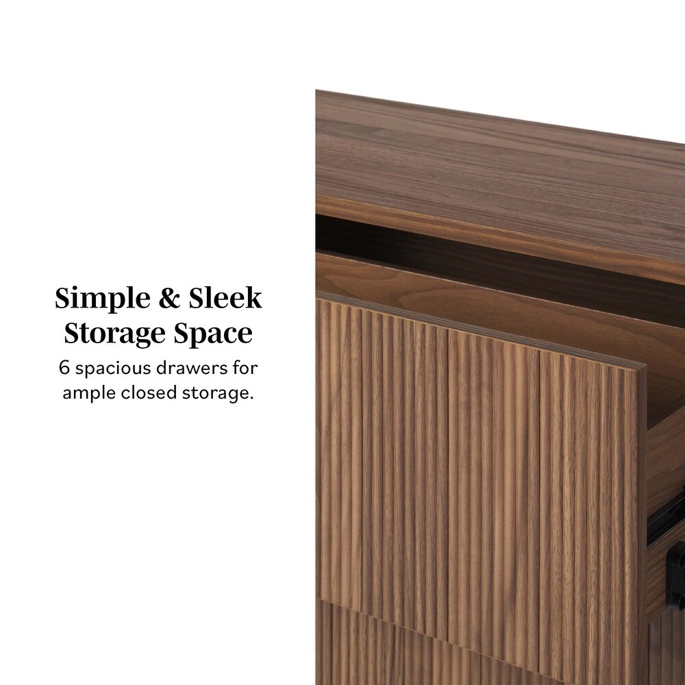 Middlebrook Designs Six Drawer Chest with Reeded Drawer Fronts