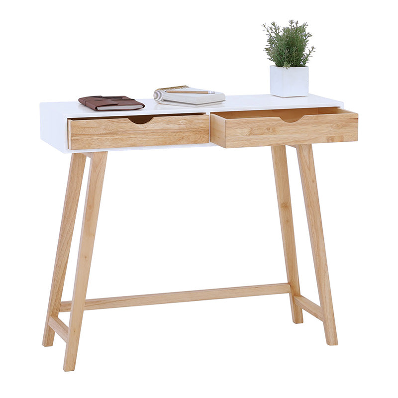 ARSENIO Console Table 90cm - Natural & White