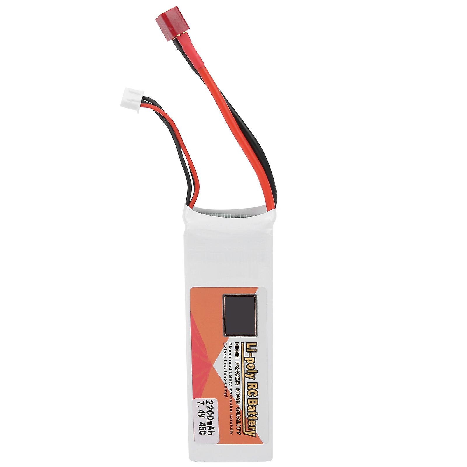 7.4v 2200mah 2s 45c Lipo Battery T Plug High Power For Rc Drone Helicopter Car Model