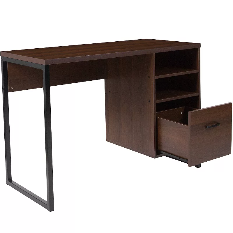 Flash Furniture Northbrook Rustic Coffee Wood Grain Finish Computer Desk