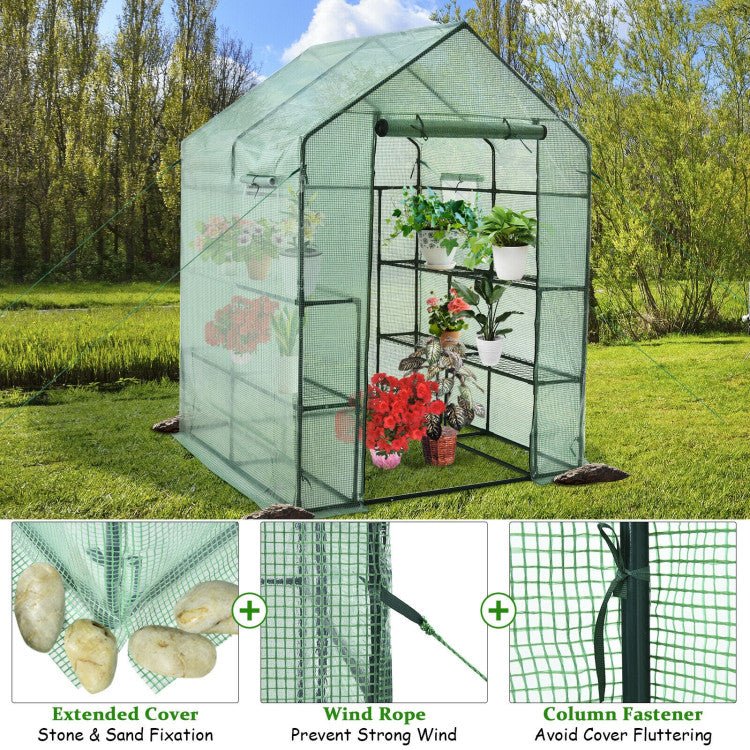 Premium 56-Inch Walk-In Large Garden Greenhouse W/ Observation Windows