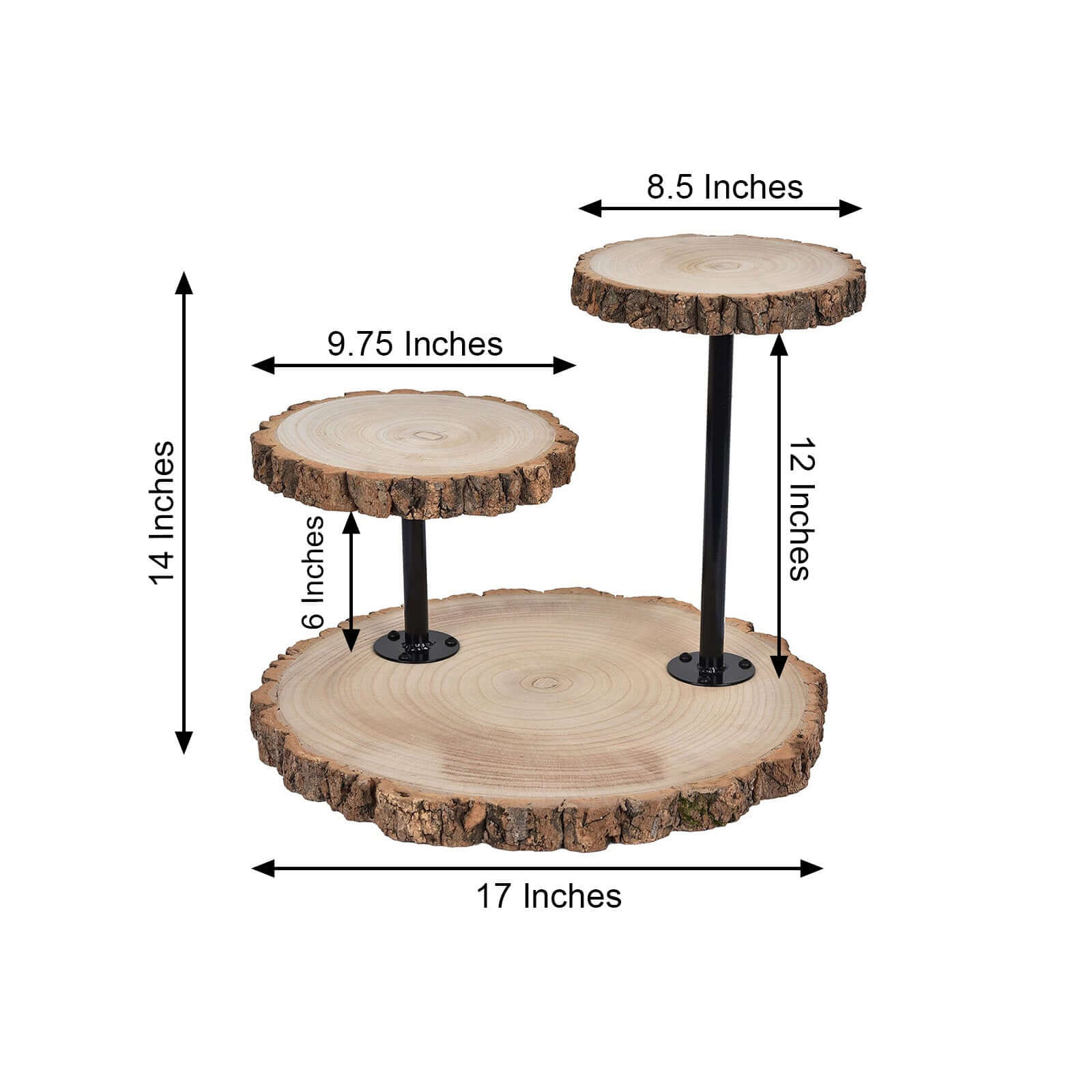 3-Tier Natural Wood Slice Cheese Board Cupcake Stand, Rustic Centerpiece - Assembly Tools Included 14