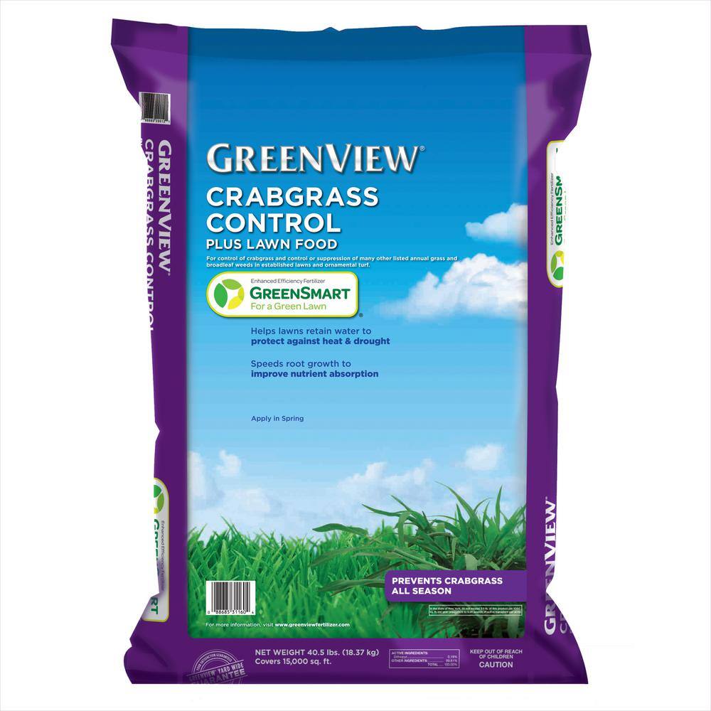 GreenView 40.5 lbs. Crabgrass Control Plus Lawn Food Covers 15000 sq. ft. (26-0-4) 2131179