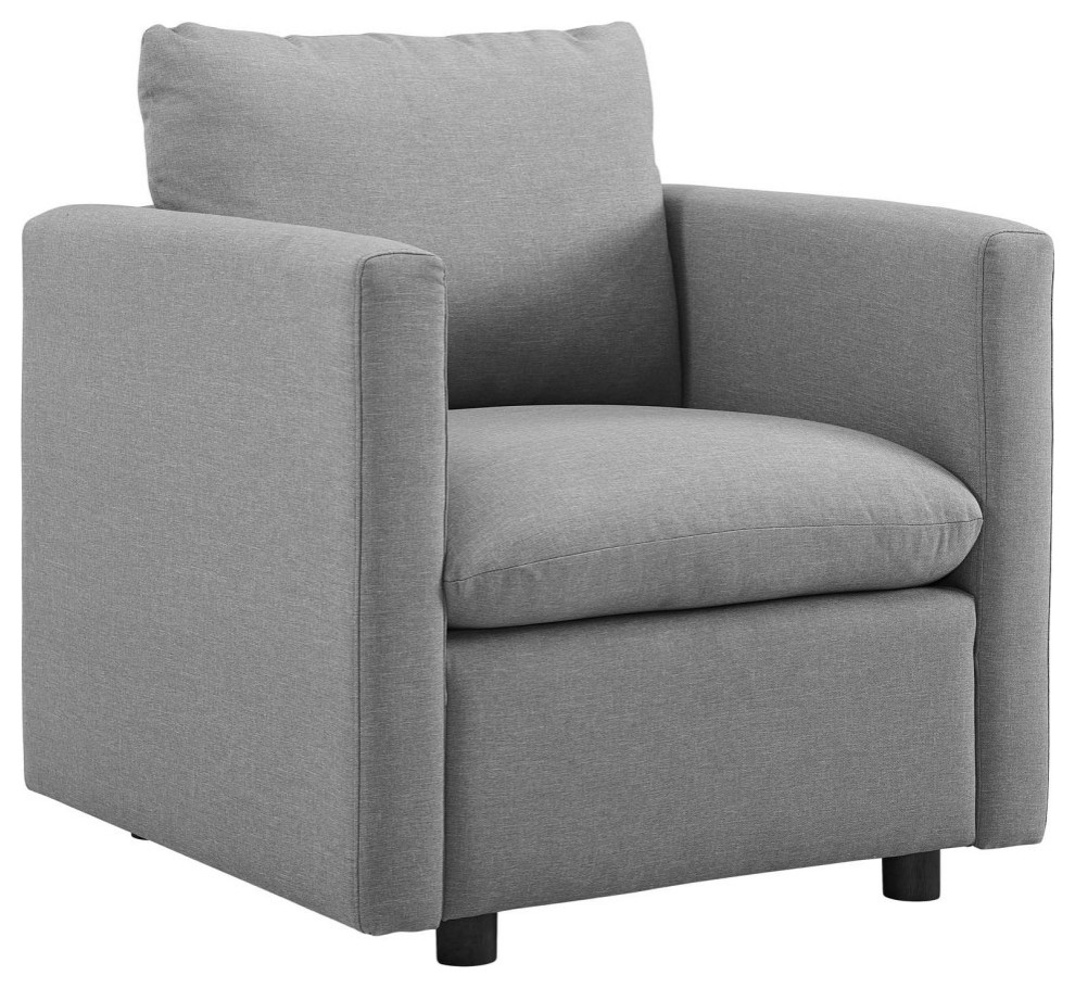 Rowan Light Grey Upholstered Fabric Armchair   Transitional   Armchairs And Accent Chairs   by Virgil Stanis Design  Houzz