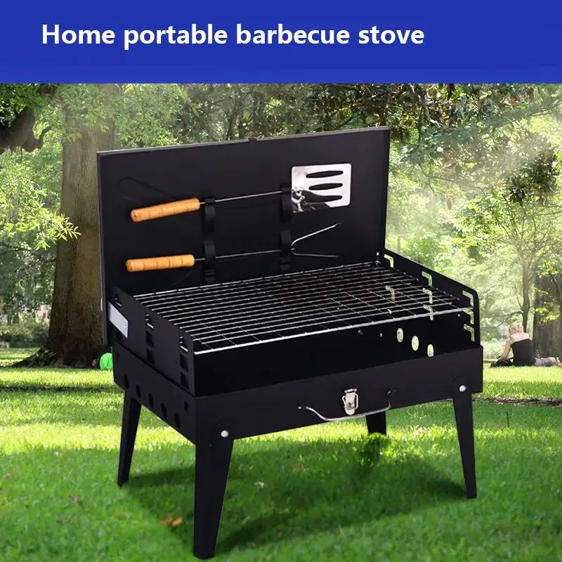 Mini Outdoor Folding Barbecue Stove With Barbecue Toolbox Type Oven BBQ Barbecue Rack Charcoal Grill