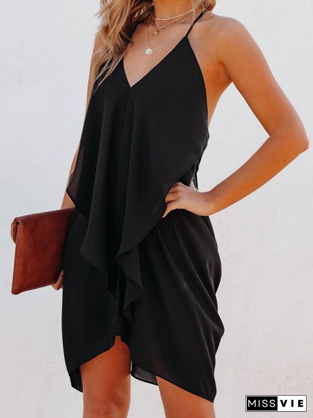 Women's Dress with Sexy Strapless Inside Black Dresses