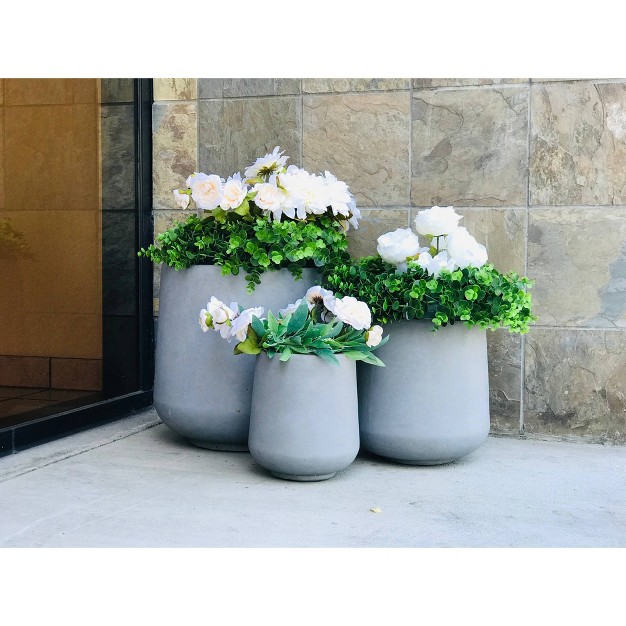 Kante Set Of 3 Lightweight Concrete Footed Tulip Outdoor Planter Rosemead Home amp Garden Inc