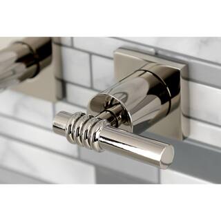 Kingston Brass Milano 2-Handle Wall Mount Tub Faucet in Polished Nickel (Valve Included) HKS6026ML